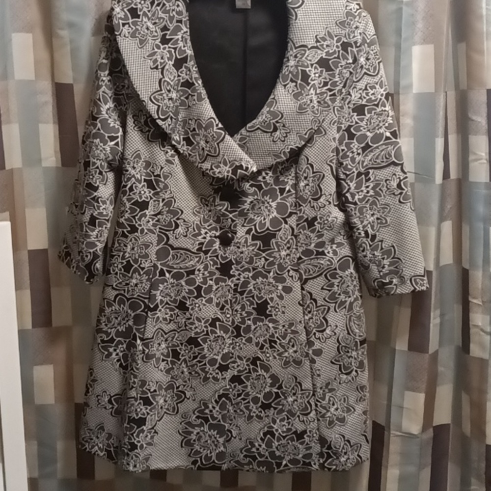 FINAL PRICE NYGARD black multi-colored 3/4 sleeve floral mesh print jacket 16 - Picture 5 of 12
